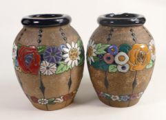 Pair of Austrian Amphora large Art Nouveau vases