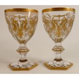 De Lamerie Fine crystal heavily gilded glass goblets, specially made high end quality item, height