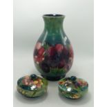 Moorcroft Spring Flowers & Anemone Patterned items to include large vase & 2 lidded pots, tallest