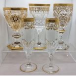 De Lamerie Fine crystal heavily gilded non matching glass ware, specially made high end quality