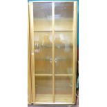 Blonde Ercol Double Glazed Display Cabinet height 213cm, width 92cm and depth 30cm