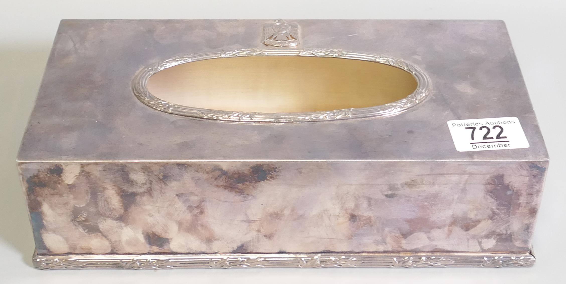 De Lamerie Silver Plated Tissue Box with Islamic Crested Eagle Motif