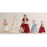 Royal Doulton Lady Figures Best Wishes Hn3426, Mother Helper Hn3650, Kerry Hn3461, First Recital