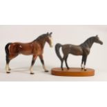 Beswick Brown Matt Arab Xayal 1265 & Bretby pottery model of stallion(2)