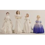 Royal Doulton Small Lady Figures Joy Hn3875, Sentiments Greetings Hn4250 , Harmony Hn4096 & Marie