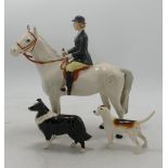 Beswick Huntswoman on Grey 1730, Hound & sheep dog(3)