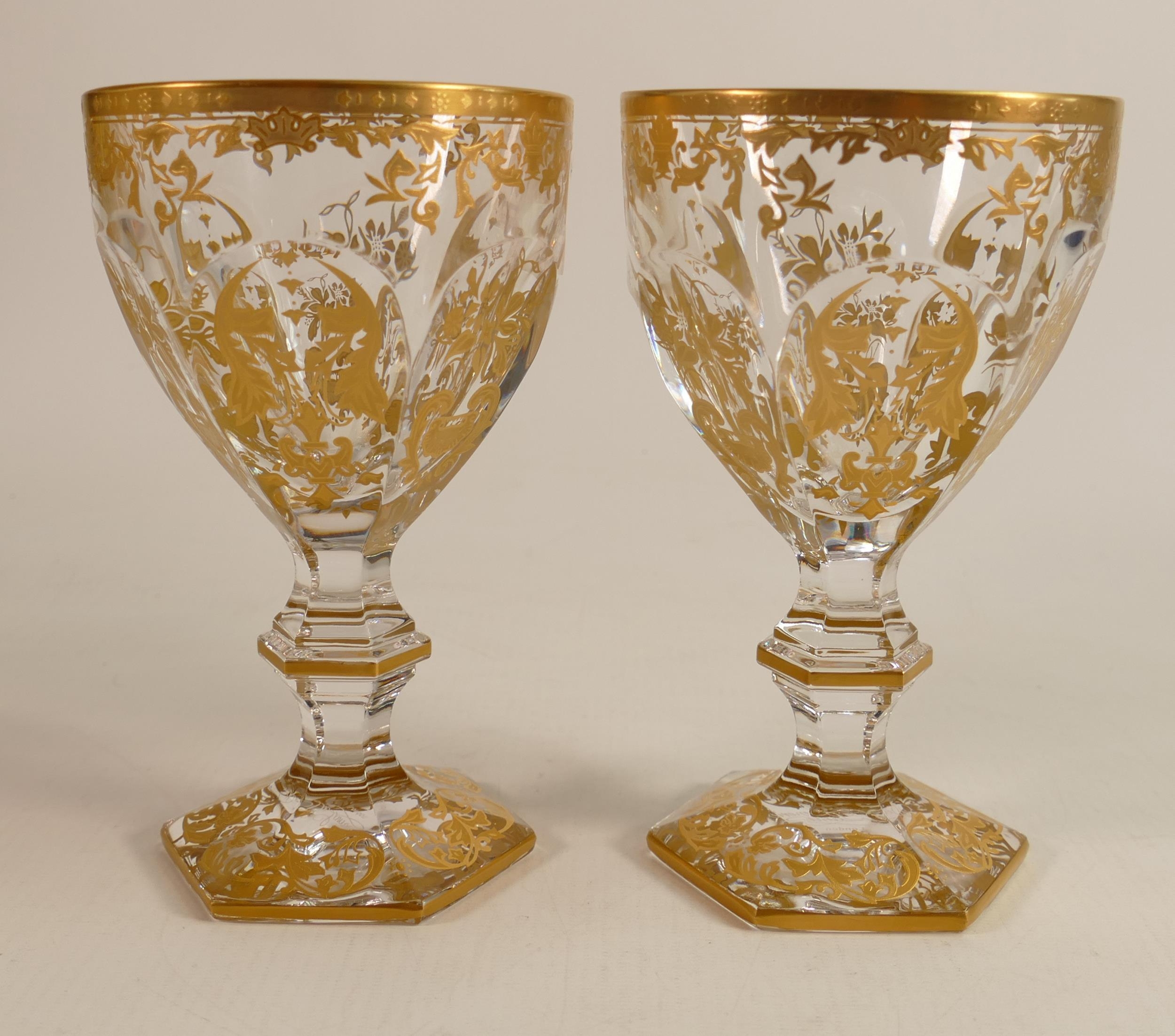 De Lamerie Fine crystal heavily gilded glass goblets, specially made high end quality item, height