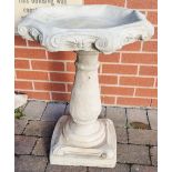 Stone garden ornament of a Baluster bird bath ( 3 pieces)