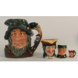 Royal Doulton Character Jugs including Large Rip Van Winkle D6438, small Dick Turpin, Miniature Mr