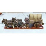 Large Pottery & Wood Model of Horse & Cart, length of base 77cm