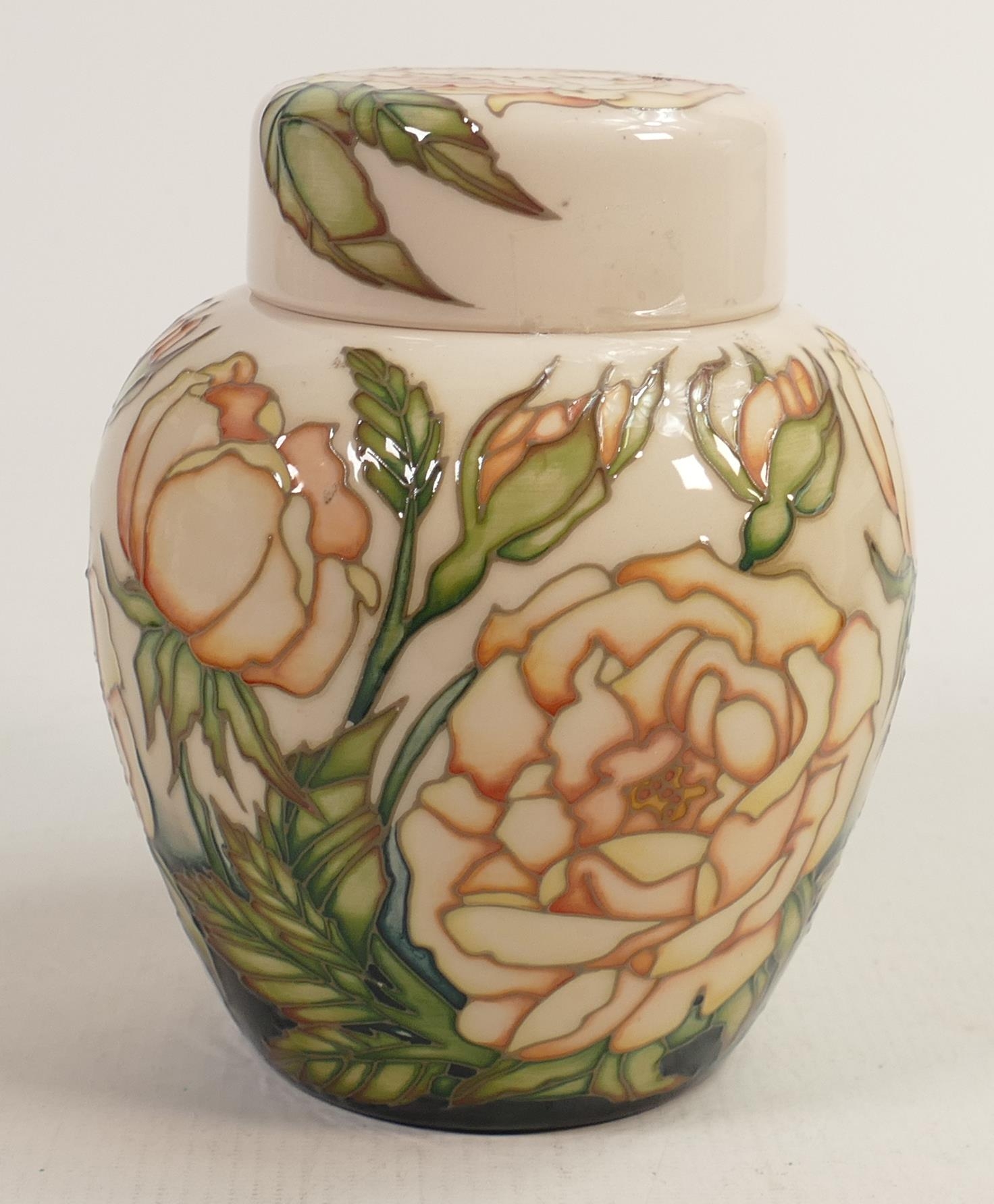 Moorcroft Madam Rose ginger jar . Trail piece dated 25/4/18, height 15cm