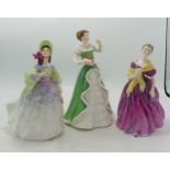 Royal Doulton Lady Figures Merry Christmas Hn3096, Claire Hn2793 & Adrienne Hn2152(3)