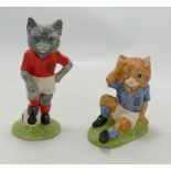 Beswick Limited Edition Footballing Felines Figures Kit Cat & Mee Ouch(2)