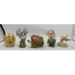 Enchantica Resin Figures Of Dragons, tallest 14cm, four items boxed(5)
