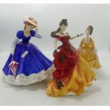 Royal Doulton Lady Figures Coralie Hn2307, Belle Hn3703 & Mary Hn3375(3)