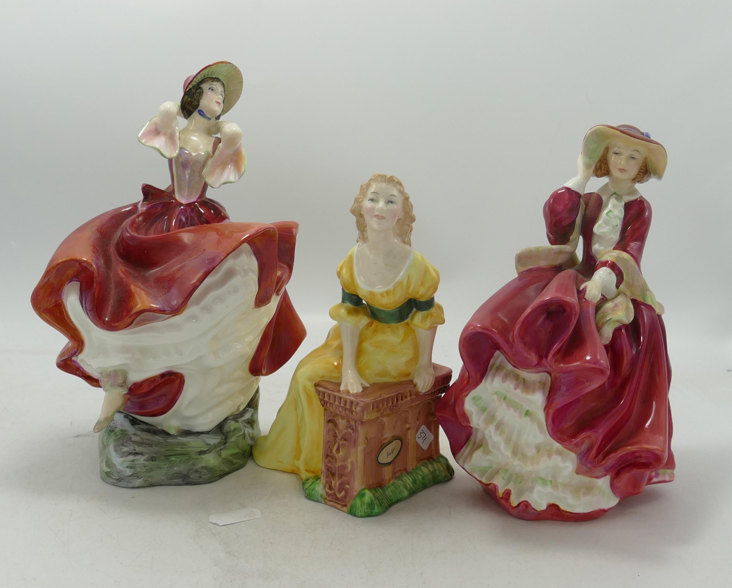 Royal Doulton Lady Figures Cheryl Hn3253, Top o the Hill Hn1834 & Judith Hn2278(3)