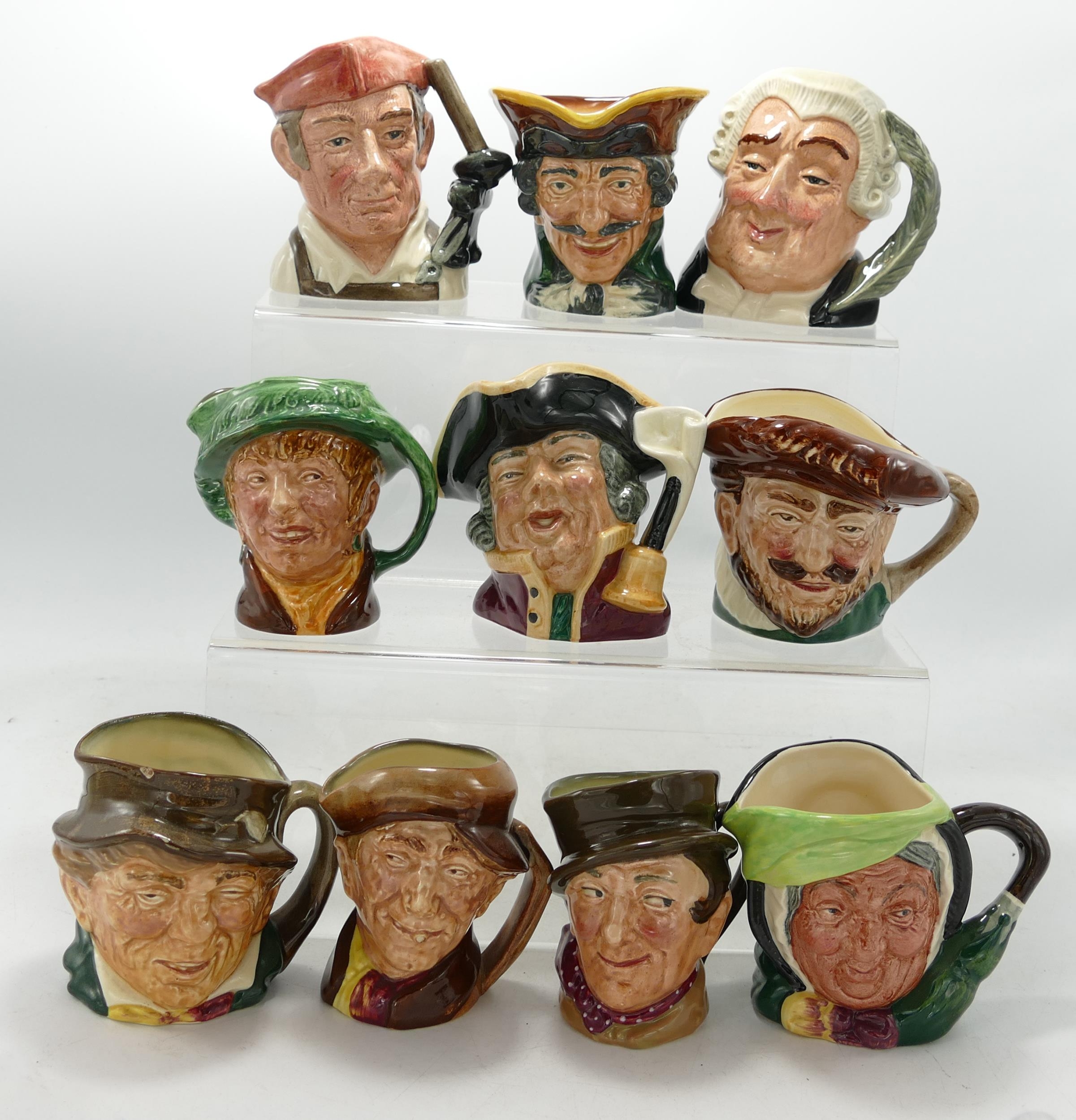 Royal Doulton Small Character Jugs The Lawyer, The Blacksmith, Dick Turpin, Town Crier, Sairey Gamp,