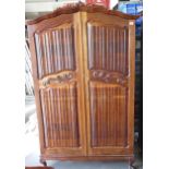 South African Hard Wood Carved Double Wardrobe on Ball & Claw Feet, sectional in 3 pieces, height