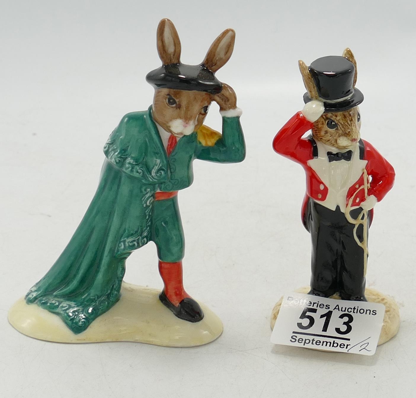 Royal Doulton Bunnykins figures matador DB281 and Ringmaster DB164, both limited editions. (2)