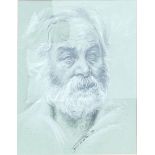 Contemporary pastel & charcoal signed portrait by John Wharton 1999, frame size 62 x 52cm