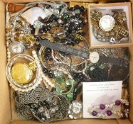 A collection of ladies costume jewellery including watches, brooches, beads, chains etc