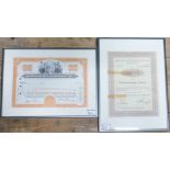 Framed Sinclair Oil Corporation & Bayerische Oelschiefer Share Allocation Certificates