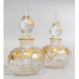 De Lamerie Boxed Gilded Crystal Perfume Bottles,, height of each 15cm