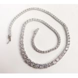 Spectacular TRU DIAMONDS full stone choker necklace, with unknown white metal setting. High