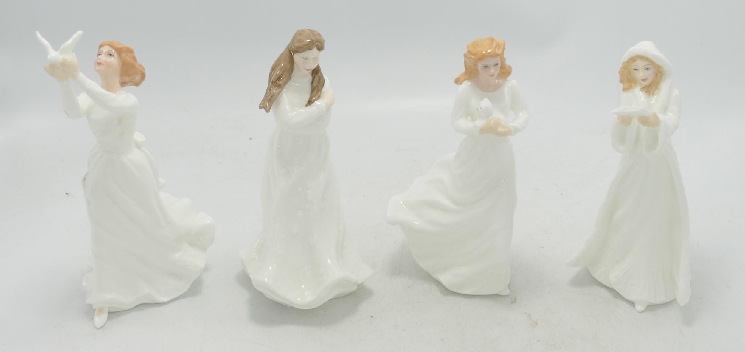 Royal Doulton Small Lady Figures Loving You, Christmas Carol, Embrace, Thinking of You(4) (all