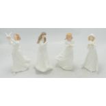 Royal Doulton Small Lady Figures Loving You, Christmas Carol, Embrace, Thinking of You(4) (all