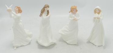 Royal Doulton Small Lady Figures Loving You, Christmas Carol, Embrace, Thinking of You(4) (all