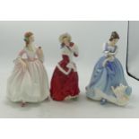 Royal Doulton Lady Figures Christmas Morn Hn1992, Tender Moment Hn3303 & Lorraine Hn3118(3)