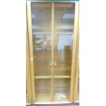 Blonde Ercol Double Glazed Display Cabinet height 213cm, width 92cm and depth 30cm