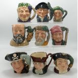 Royal Doulton Small Character Jugs George Tinworth D7000, Lobsterman D6620, Bacchus D6505, Old