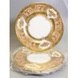 De Lamerie Fine Bone China heavily gilded Majestic patterned Dinner Plates , specially made high end