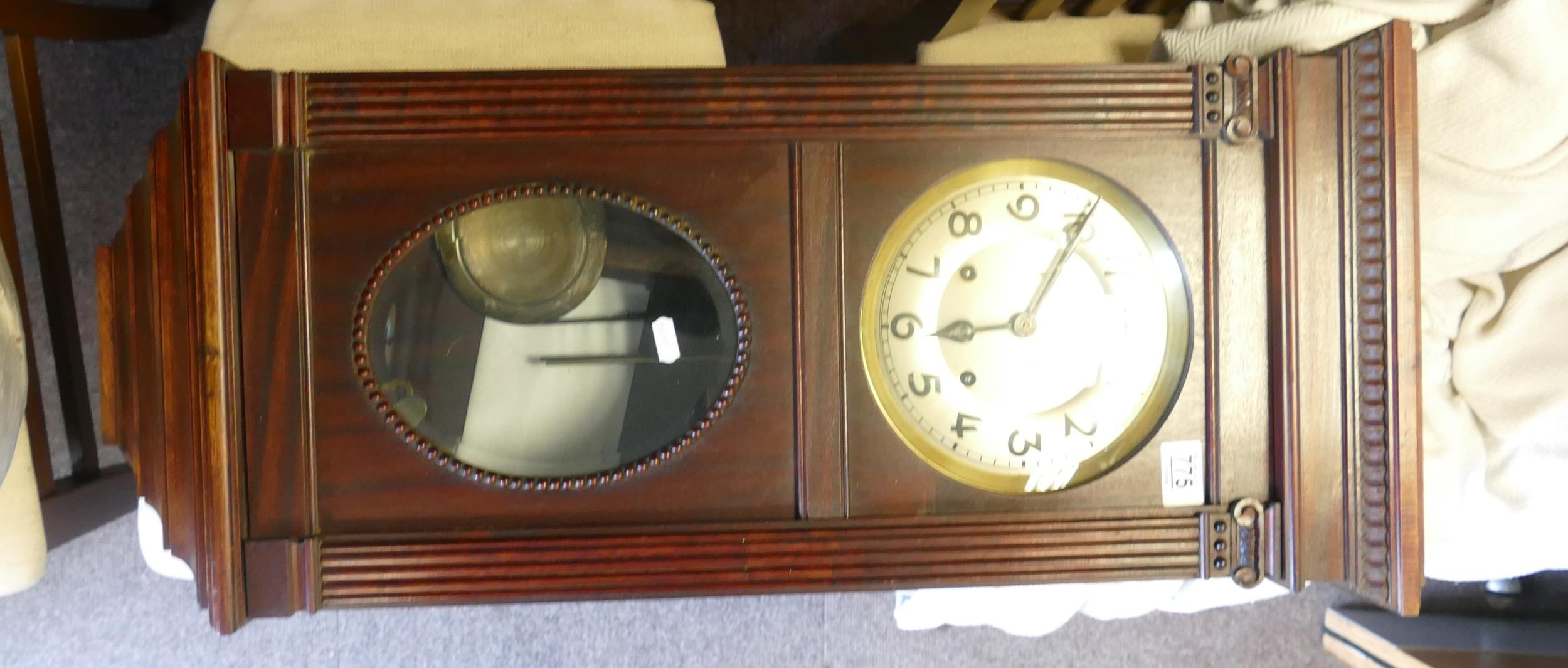 Mahogany Cased Wall Clock, height 80cm