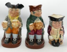 Royal Doulton Large Character Jugs Jolly Toby, Happy Jon & Old Charlie(3)