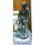Bronze effect Classical figure on marble base, height 32cm