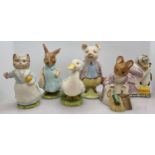 Beswick Beatrix Potter Bb3 figures to include Hunca Munca Sweeping, Mrs Flopsy Bunny, Rebecca