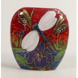 Anita Harris Dragonfly reeds & iris purse vase. Gold signed to base, height 12cm ( vibrant art)