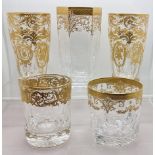 De Lamerie Fine crystal heavily gilded non matching glass ware, specially made high end quality