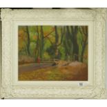 J L Evans RA Framed Landscape Oil on Board , frame size 59 x 69cm