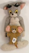 Large vintage plush TOM Disney type figure and smaller JERRY. TOM measures 52cm high.