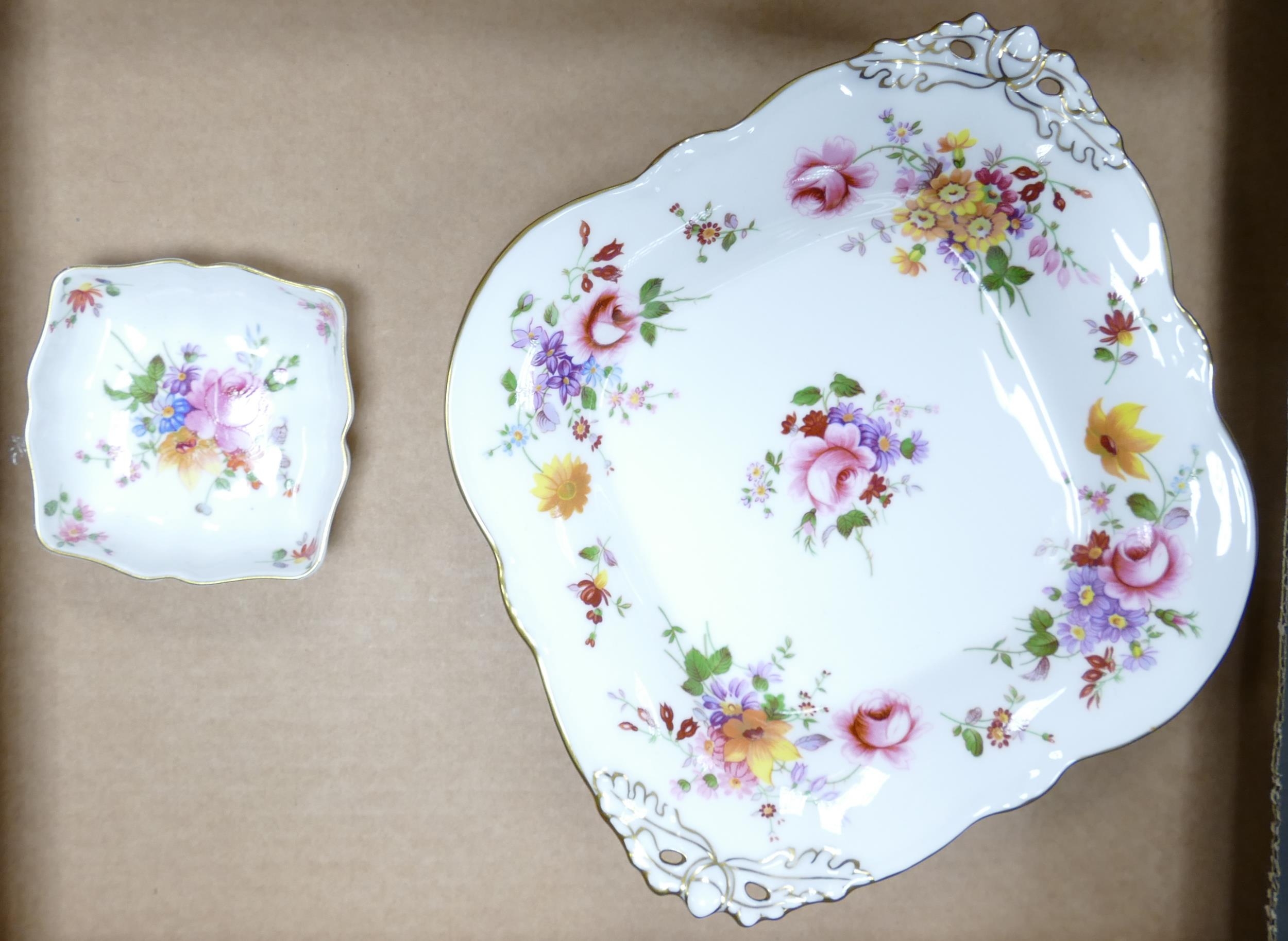 Royal Crown Derby Posies Patterned Rectangular Bowl & similar pin dish, largest diameter 22cm