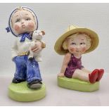 Pair Lorna Bailey Mabel Lucie Attwel type figures, height 14.5cm(2)