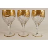 De Lamerie Fine crystal heavily gilded wine glasses, specially made high end quality item, height
