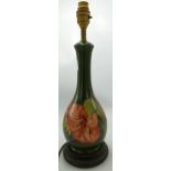 Moorcroft Hibiscus on Green Ground Lamp Base, total height 38cm