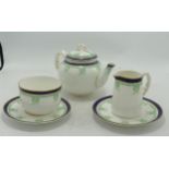 Royal Worcester pattern 7725 teapot and stand together with sugar bowl, saucer and milk jug
