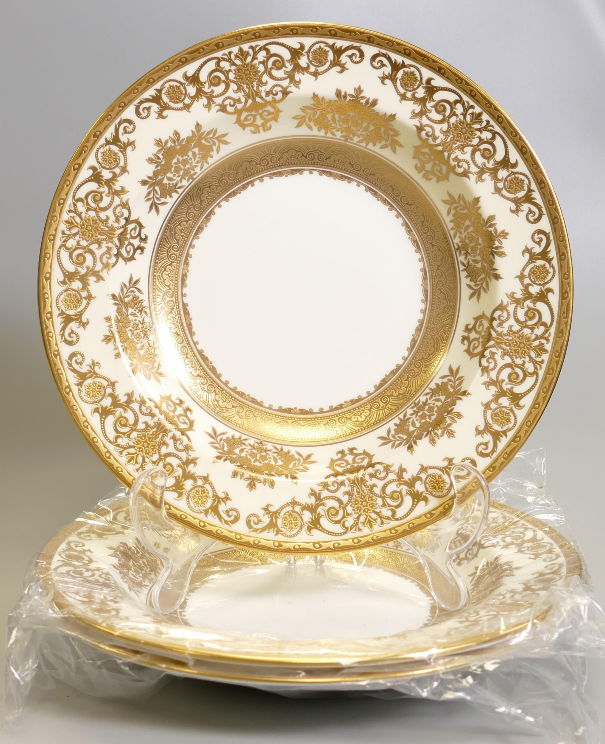 De Lamerie Fine Bone China heavily gilded Exotic Garden patterned Rimmed Bowls , specially made high