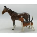 Beswick racehorse 701 & large Beagle(2)